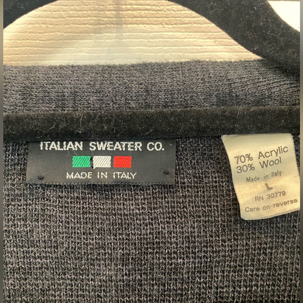 THE ITALIAN SWEATER CO MADE IN ITALY LONG-SLEEVE ARGYLE BUTTON-UP SWEATER-LARGE - Picture 4 of 9